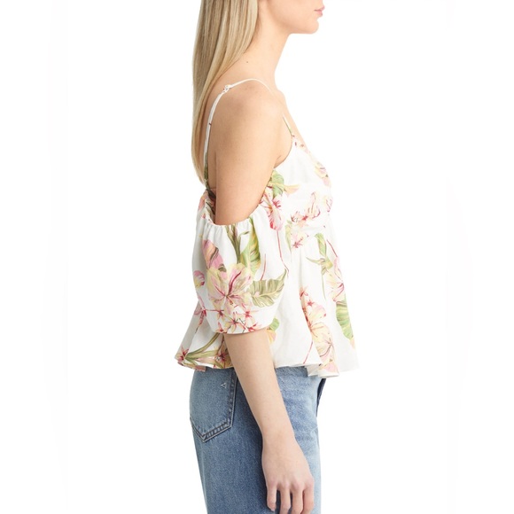 WAYF
Coco Floral Print Cold Shoulder Top in Ivory Tropical - Picture 2 of 5